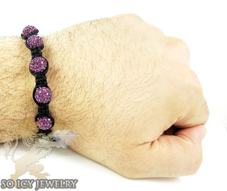 Purple rhinestone macramé faceted bead rope bracelet 5.00ct