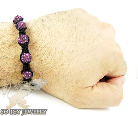 Purple rhinestone macramé faceted bead rope bracelet 5.00ct - Image 2