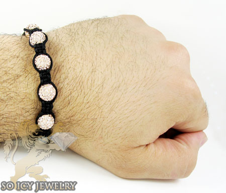 Champagne rhinestone macramé faceted bead rope bracelet 5.00ct - Image 2