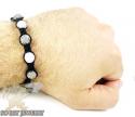Black & white rhinestone macramé faceted bead rope bracelet 5.00ct