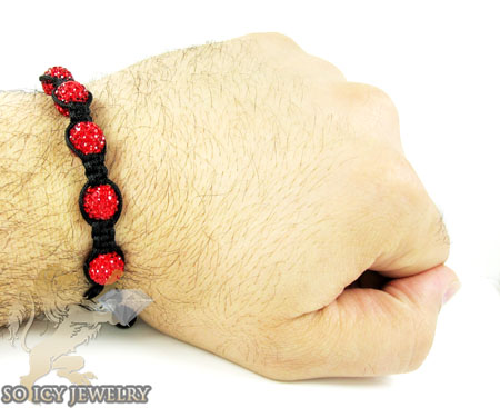 Red rhinestone macramé faceted bead rope bracelet 5.00ct - Image 2