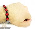 Red rhinestone macramé faceted bead rope bracelet 5.00ct