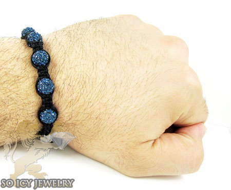 Dark blue rhinestone macramé faceted bead rope bracelet 5.00ct