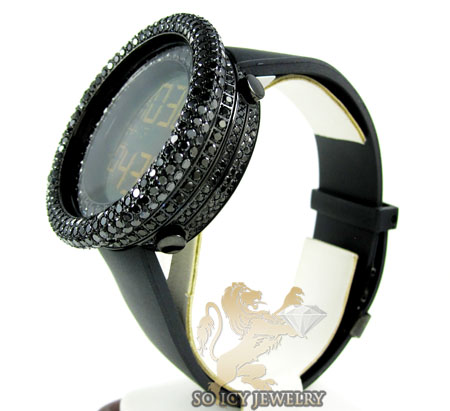 Black cz techno com kc digital full case big bezel watch 13.00ct
