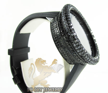 Black cz techno com kc digital full case big bezel watch 13.00ct