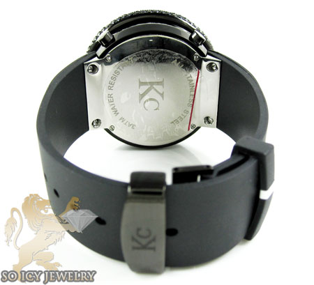 Black cz techno com kc digital big bezel watch 10.00ct