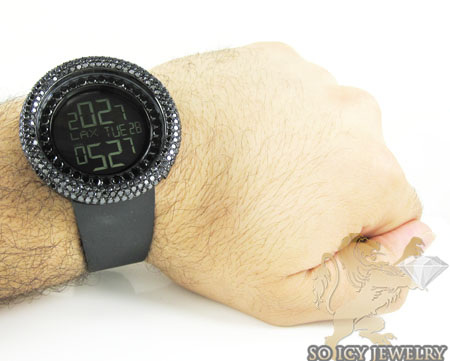 Black cz techno com kc digital big bezel watch 10.00ct - Image 5
