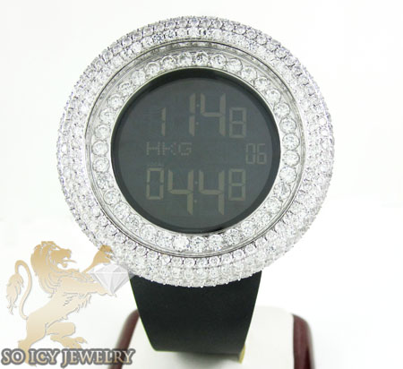 White cz techno com kc digital big bezel watch 10.00ct