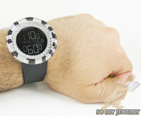 Black & white cz techno com kc digital full case big bezel watch 13.00ct - Image 4