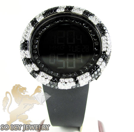 Black & white cz techno com kc digital full case big bezel watch 13.00ct - Image 2