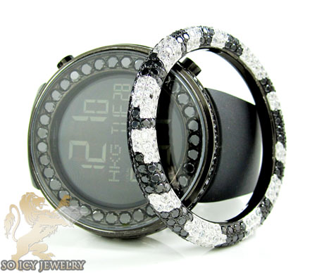 Black & white cz techno com kc digital full case big bezel watch 13.00ct - Image 8