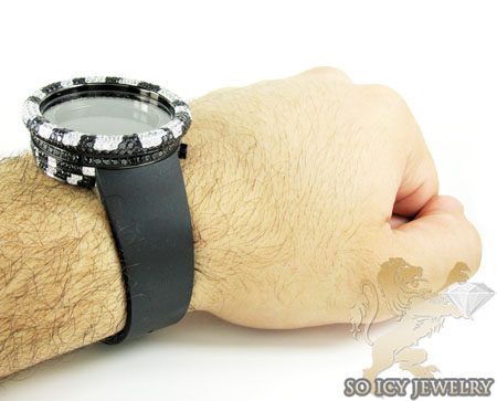 Black & white cz techno com kc digital full case big bezel watch 13.00ct - Image 10