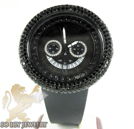 Black cz techno com kc big bezel watch 10.00ct