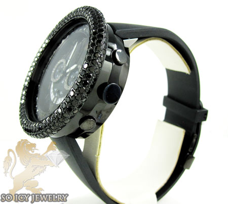 Black cz techno com kc big bezel watch 10.00ct