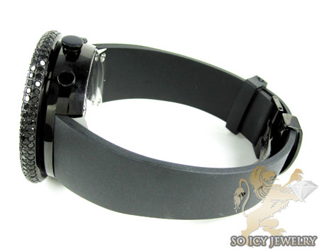 Black cz techno com kc big bezel watch 10.00ct
