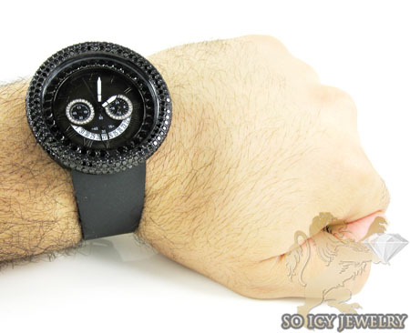 Black cz techno com kc big bezel watch 10.00ct