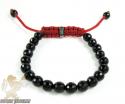 Baby macramé black onyx faceted bead bracelet
