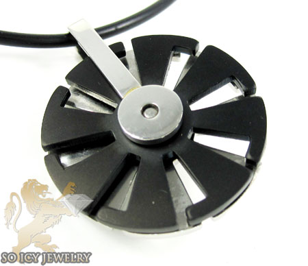 Mens baraka 18k yellow gold & stainless steel wheel necklace