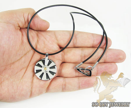 Mens baraka 18k yellow gold & stainless steel wheel necklace