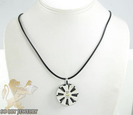 Mens baraka 18k yellow gold & stainless steel wheel necklace