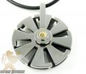 Mens baraka 18k yellow gold & stainless steel wheel necklace