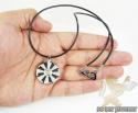 Mens baraka 18k yellow gold & stainless steel wheel necklace