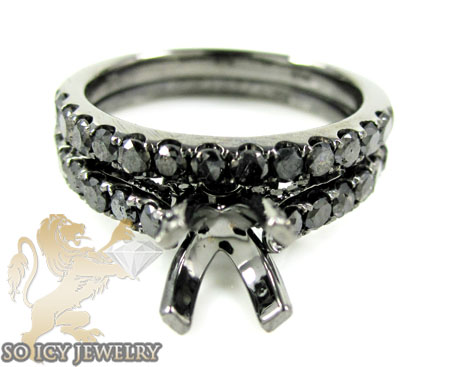 14k black gold black diamond semi mount set 1.40ct - Image 2