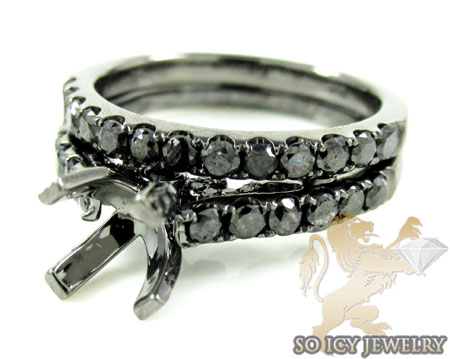 14k black gold black diamond semi mount set 1.40ct