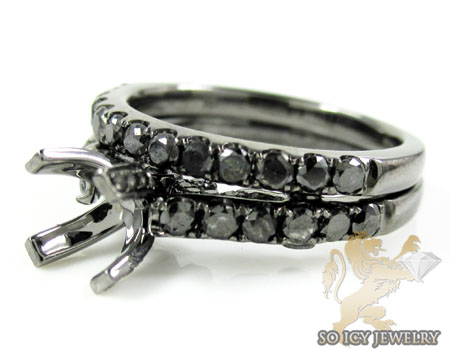 14k black gold black diamond semi mount set 1.40ct