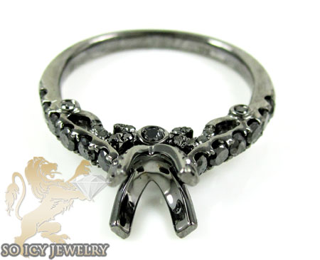 14k black gold black diamond semi mount set 1.40ct