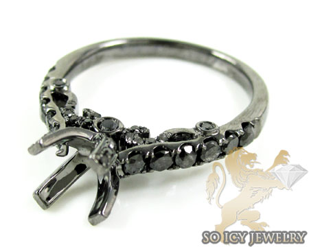 14k black gold black diamond semi mount set 1.40ct