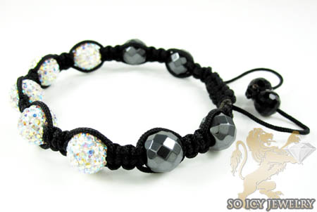 Multi color rhinestone macramé faceted bead rope bracelet 5.00ct