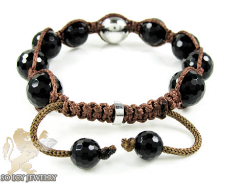 White sterling silver champagne cz macramé faceted bead rope bracelet 0.75ct - Image 3