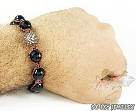 White sterling silver champagne cz macramé faceted bead rope bracelet 0.75ct - Image 5