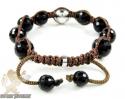 White sterling silver champagne cz macramé faceted bead rope bracelet 0.75ct