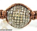 White sterling silver champagne cz macramé faceted bead rope bracelet 0.75ct