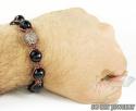 White sterling silver champagne cz macramé faceted bead rope bracelet 0.75ct