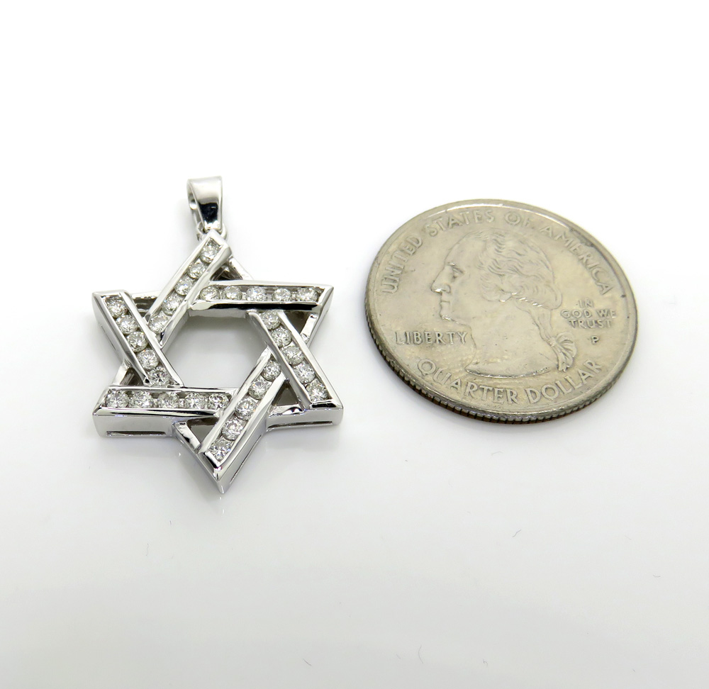 14k white gold diamond star of david pendant 1.04ct - Image 2