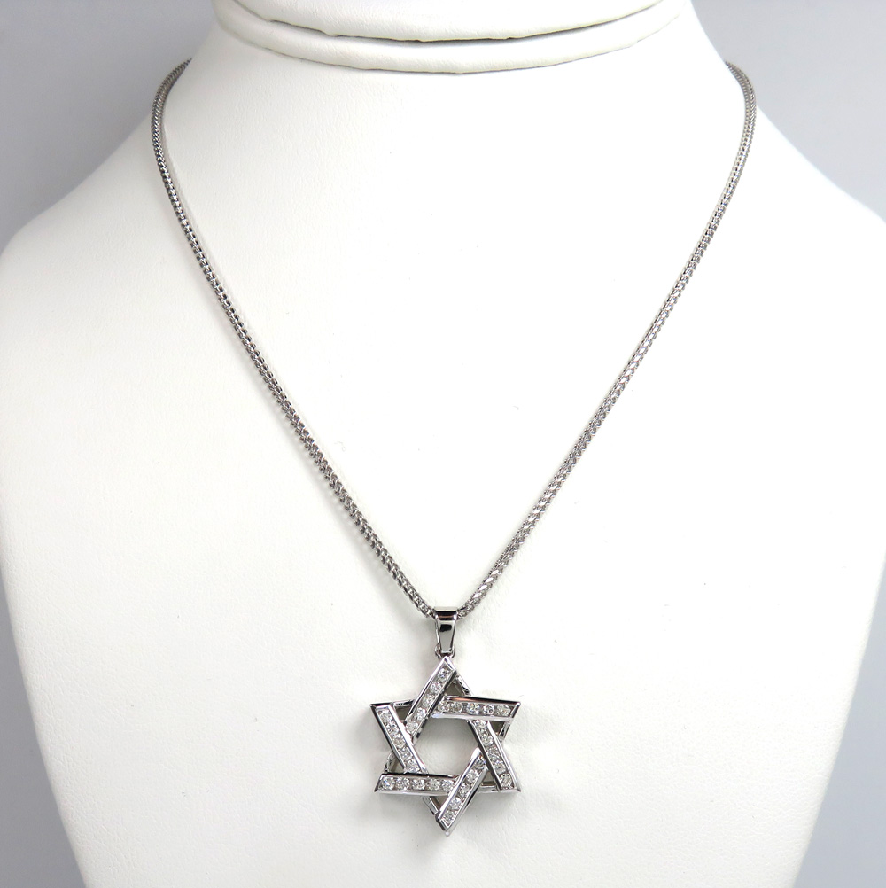 14k white gold diamond star of david pendant 1.04ct - Image 6