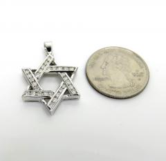 14k white gold diamond star of david pendant 1.04ct
