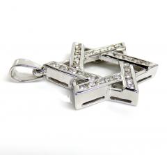 14k white gold diamond star of david pendant 1.04ct