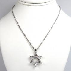 14k white gold diamond star of david pendant 1.04ct