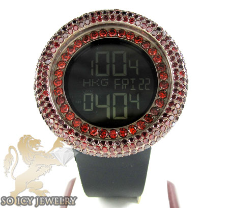 Red sapphire rose techno com kc digital watch 10.00ct