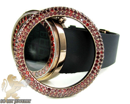 Red sapphire rose techno com kc digital watch 10.00ct