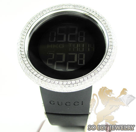 Mens diamond igucci digital big bezel white stainless steel watch 12.00ct - Image 2