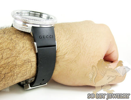 Mens diamond igucci digital big bezel white stainless steel watch 12.00ct