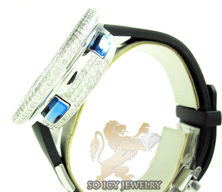 Mens diamond igucci digital big bezel white stainless steel watch 12.00ct