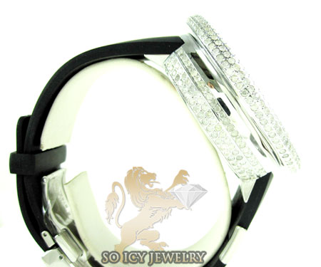 Mens diamond igucci digital big bezel white stainless steel watch 12.00ct