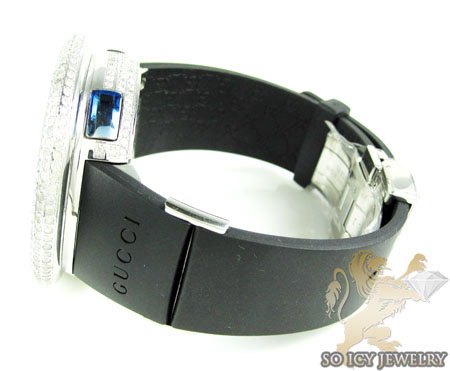 Mens diamond igucci digital big bezel white stainless steel watch 12.00ct
