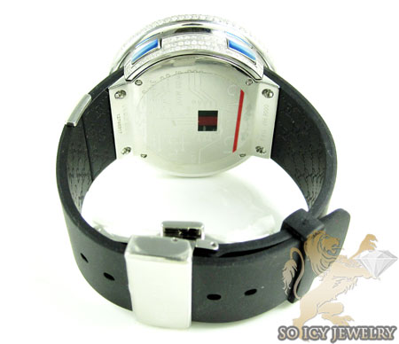 Mens diamond igucci digital big bezel white stainless steel watch 12.00ct